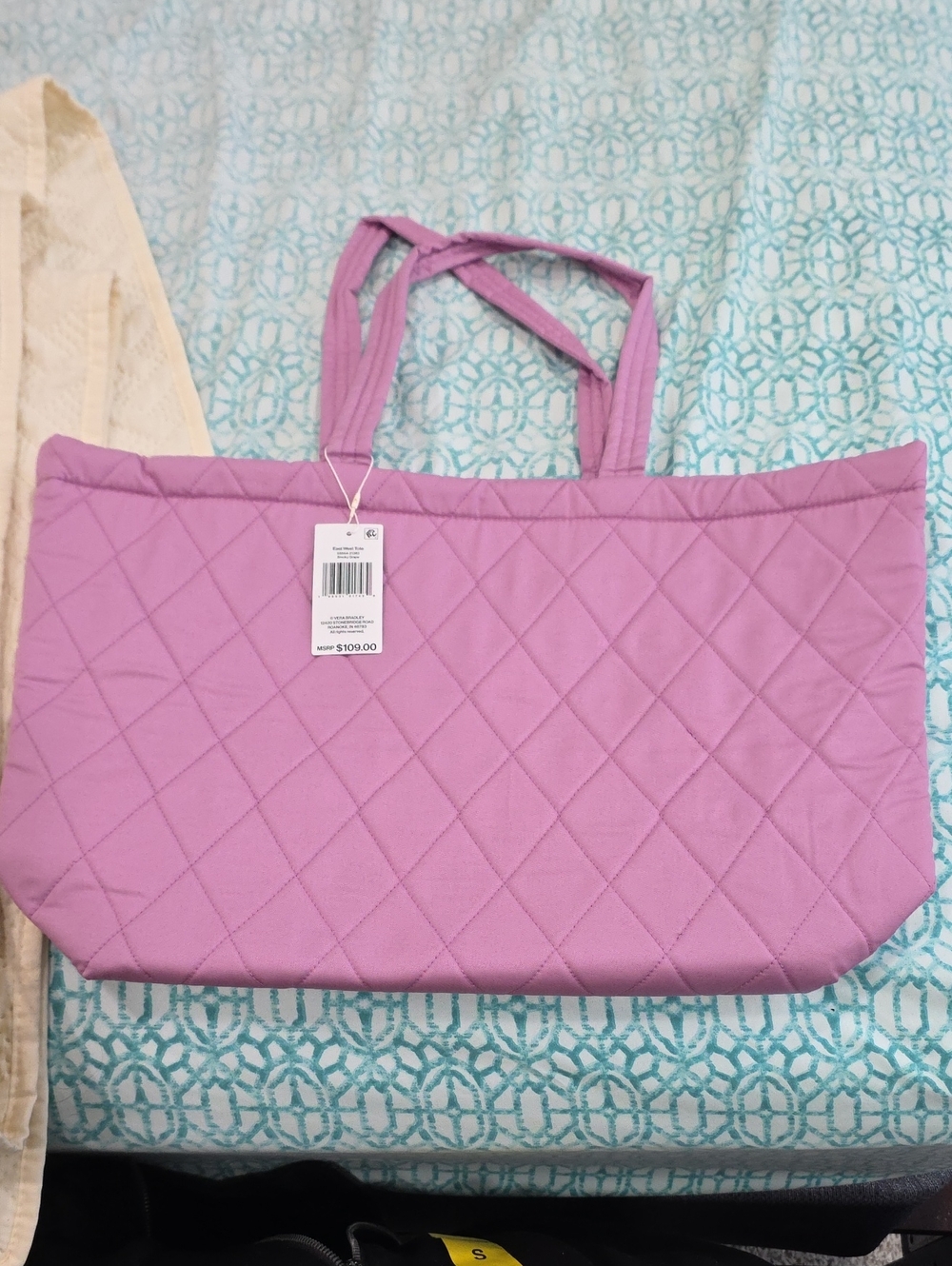 Quilted Pink East West Tote Bag -  Women's Everyday Handbag